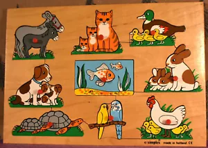 Simplex Made In Holland Wooden Peg Animal Puzzle Ages 2 And Up - Picture 1 of 12