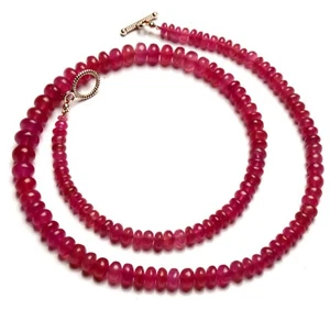 Collar de 17,5" con gemas de zafiro rosa natural de tamaño de 5 a 8 mm de cuentas de rondelle lisas - Imagen 1 de 9
