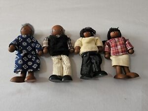 Wooden Dollhouse Figures Ryans Room RR Set Of 4 African American Family