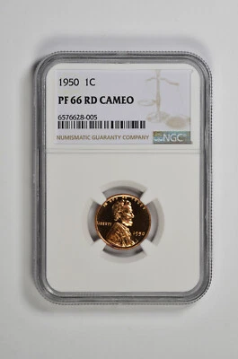 1950 Proof 1C Lincoln Wheat Cent NGC PF 66 RD Cameo - Image 1 of 2