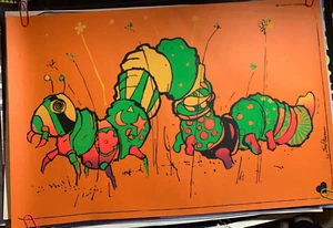 CATERPILLAR ORANGE #112 VINTAGE 1970's ORIGINAL ART POSTER By EARL NEWMAN -NICE! - Picture 1 of 8