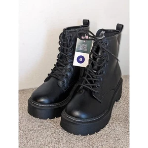 Wild Fable Platform Boots Chunky Heel Lace Up Ankle Booties Black Size 6 NWT - Picture 1 of 7