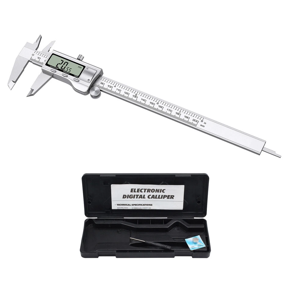 B33C Digital Messschieber Schieblehre 0-200mm 8" LCD Edelstahl Messschieber - Bild 1 von 4