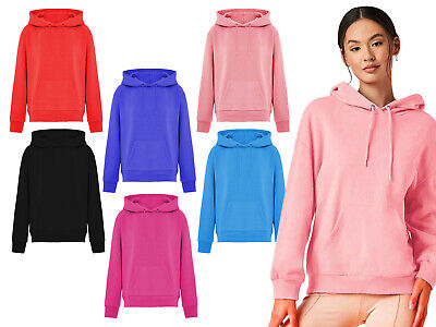 Ladies Premium Quality Plain Adults Pullover Hoodie Hooded Sweatshirts Size S-XL • 10.88€