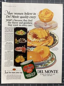 Anuncio impreso vintage 1929 DEL MONTE enlatado de frutas y verduras años 20 - Imagen 1 de 1