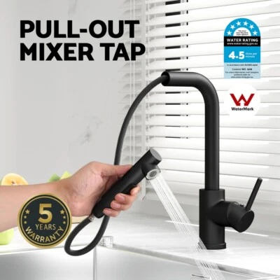 Cefito Kitchen Mixer Tap Pull Out Rectangle 2 Mode Sink Basin Faucet WELS Black - image 1 of 4