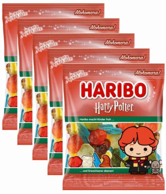 MHD: 08/2025 Haribo Harry Potter Ron Weasley Fruchtgummi 5 Beutel je 160g - Bild 1 von 4