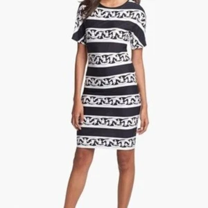 DVF Diane von Furstenberg Brenna Banded Chains Vestido recto de seda negro nuevo 0 - Imagen 1 de 6