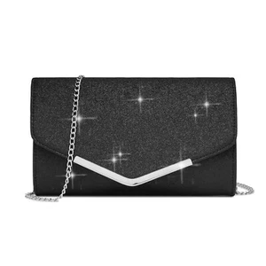 Women's Clutches Shiny Sequins Evening Bags Detachable Chain Envelope Handbag - Picture 1 of 45