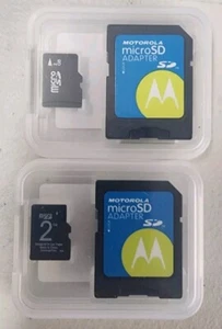 LOT 2pcs Micro SD Memory Card 2GB + Adapter - Picture 1 of 5