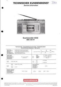 Nordmende Service Manual für Quartzcorder 5032 984.124H Copy - Picture 1 of 1