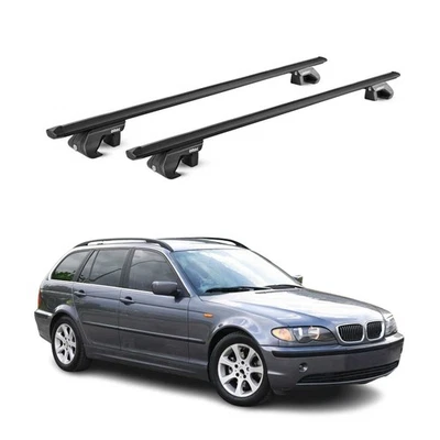 For BMW 325xi 2001-2005 OMAC USA G004765 Black Raised Roof Rails Cross Bars Foto 1 de 4