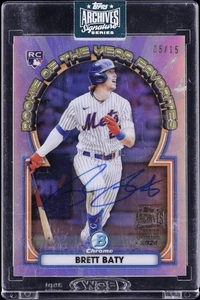 2024 Topps Archives Signature Series 2023 Bowman Chrome Brett Baty Auto RC #/15 - Picture 1 of 2