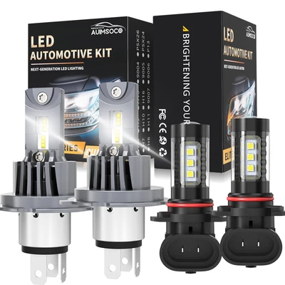 For Mitsubishi Montero 2001-06 LED Headlight Kit Hi/Lo Beam Combo 4pcs Fog Light - Imagem 1 de 4