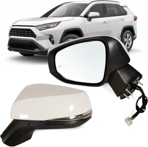Left Driver Side Mirror Fits 2019-2025 Toyota Rav4 with Power L-8pins, White - Picture 1 of 5