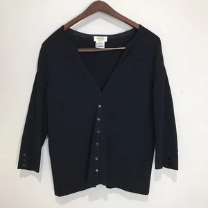 Talbots Damen Strickjacke Gr. X einfarbig schwarz Viskose Nylon Knopfleiste 3/4 Arm Strick - Bild 1 von 8
