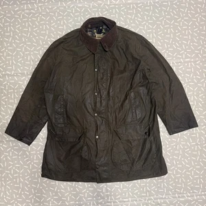 Vintage Barbour A200 Border Green Wax Mens Jacket Med C48 122cm - Picture 1 of 11