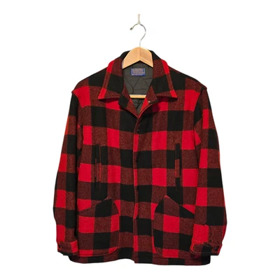 VTG Pendleton 100% Wool Jacket Mens L Quilted Lined Red Black Plaid Heritage USA - Image 1 of 4