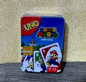 UNO Super Mario Card Game in Storage Tin Video Game-Themed Deck & Special Rules - Picture 1 of 9