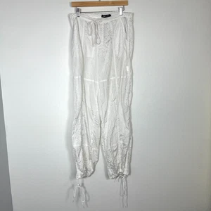 Vintage Motel Womens Y2K Parachute Pants Sz S White Nylon Rave Skater Streetwear - Picture 1 of 10