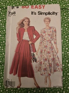 Patrón Simplicity # 7368 Misses Chaqueta Falda 8 10 12 14 16 18 20 Sin Cortar 1991 - Imagen 1 de 4