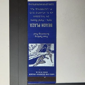 Beach Plaza Ft Lauderdale Vintage Ocean Resort Design Matchbook - Picture 1 of 1