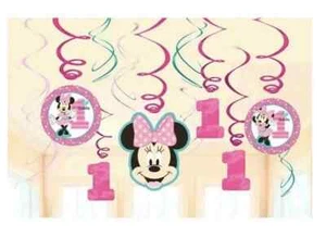 Disney Minnie's Fun To Be One Pack 12 PCS Foil Swirl Decoration Birthday S22 - Picture 1 of 2