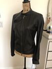 Emporio Armani Women's Leather & Fabric Fitted Jacket with Double Zipper size 40