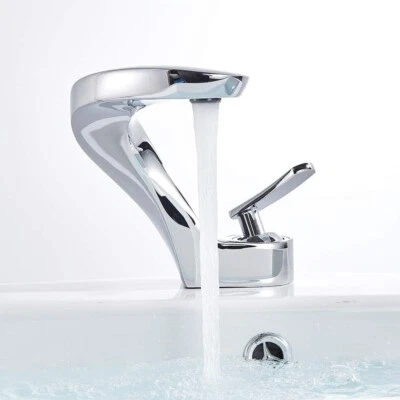 Bathroom Basin Sink Mixer Tap Chrome Waterfall Single Lever Handle Faucet Modern