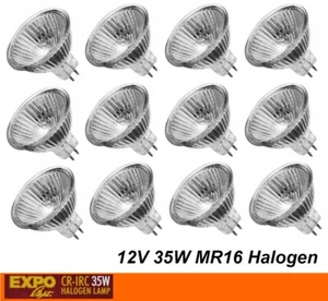 12 x 12V 35W MR16 Gu5.3 Halogen Light Lamp Globes Bulbs Dimmable Long Life 5000h - Picture 1 of 5