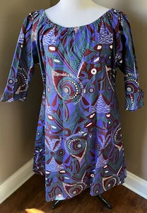 Kara Chic by NF A-line Off/On Shoulder Dress African Print Multicolor OSFM EUC - Picture 1 of 8