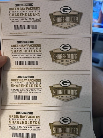 Green Bay Packers Annual Meeting Of Shareholder Tickets X4 Cover