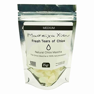 MASTIC OF CHIOS Premium Chios Mastiha Pack 25gr (0.88oz) Medium Tears Gum 100% Natural Mastic