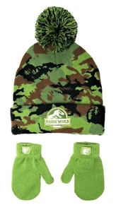 Jurassic World Kleinkind Camouflage Strick Beanie Mütze & Fäustlinge Set mit Bommel Neu mit Etikett $ 24 - Bild 1 von 1