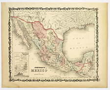 1862 Johnson's Mexico Map **ANTIQUE ORIGINAL