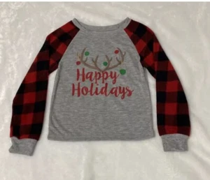 Happy Holidays Boys Shirt Red Play Sleeves “Happy Holidays” Size XS (4-5) New - Picture 1 of 6
