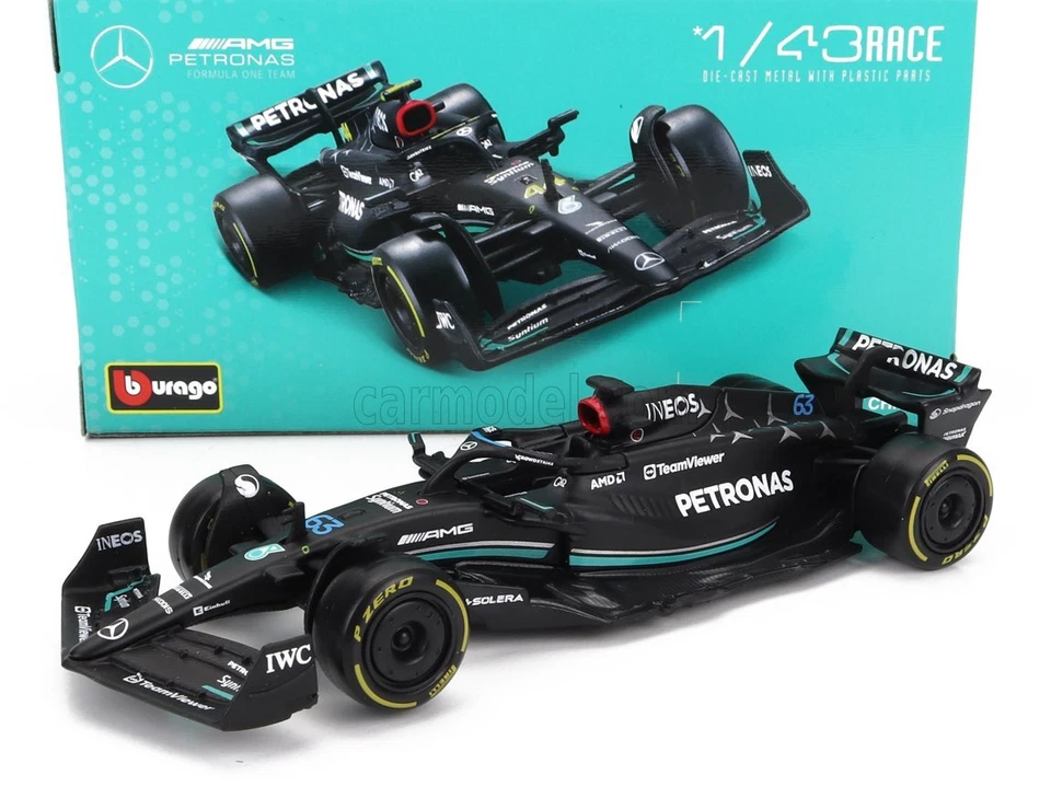 MODELLINO AUTO BURAGO STATICO MERCEDES GP F1 W14 2023 #63 RUSSEL SCALA 1/43 - Immagine 1 di 4