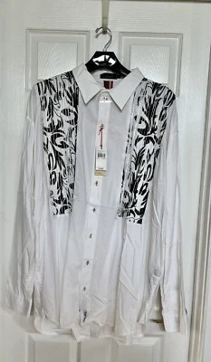 CAMISA MASCULINA GRANDE E ALTA COOL URBAN TAMANHO 6B COOGI BOTÃO FRONTAL BRANCA E PRETA NOVA COM ETIQUETAS - Imagem 1 de 4