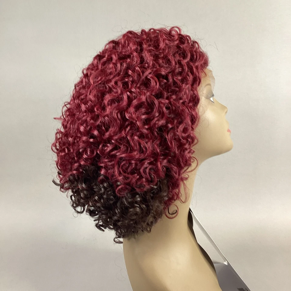 Peluca Shay Short Rizado #DX425 Marrón Oscuro Borgoña Encaje Sintético Frontal Foto 1 de 4