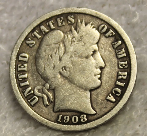 barber dimes 1908D Cover