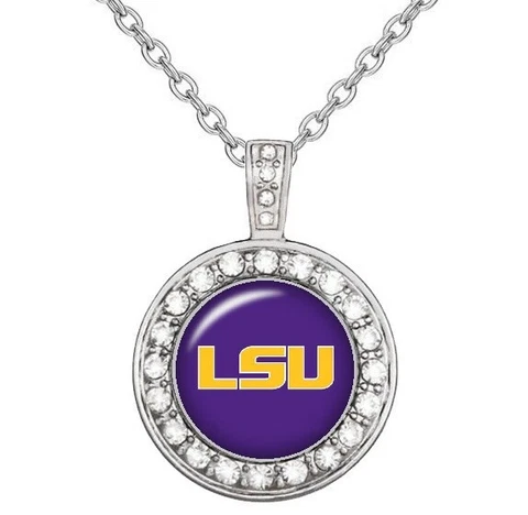 LSU Tigers Purple Womens 925 Sterling Silver Necklace College Football  Gift D18 Cover