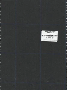 Black Suiting Fabric Best For Suit Pants 5 Yard Fabric Black With Blue Check - Picture 1 of 2