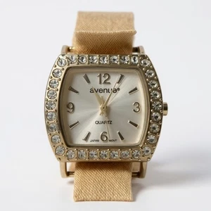 Avenue Gold Tone Crystal Rhinestone Bezel Quartz Watch Snap Band Women - Picture 1 of 6