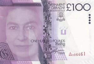 1.1.2011 GOVERNMENT OF GIBRALTAR QEII 100 POUNDS "A/AA" **006461** (( GEM UNC )) - Picture 1 of 5