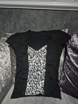 Debenhams Ladies Size 10 Blouse Cropped Sleeves Multi Colored Animal Print - Image 1 of 4