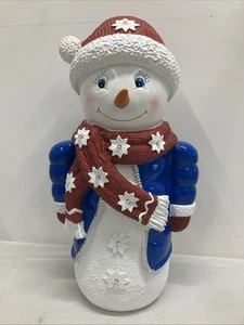 Charming~Plow & Hearth~Lighted~SHORTY SNOWMAN~Christmas~Holiday~Statue~Figure - Picture 1 of 12