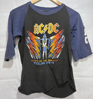 AC/DC Vintage Shirt ACDC Metal Rock Band Tour Raglan Men’s Old Thin Switch Flick - Image 1 of 4