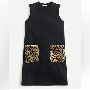 J.Crew Girls' Shift Dress Cheetah Leopard Faux Fur Pockets NWOT - Picture 1 of 6