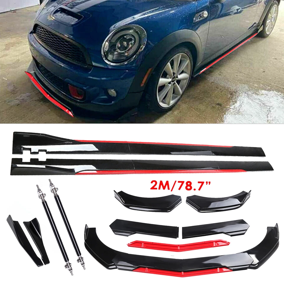 Front Bumper Lip Splitter Spoiler Glossy Black Red Body Kits For Mini Cooper Foto 1 de 4