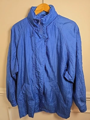 Chaqueta Aero DE COLECCIÓN KRISTEN BLAKE S Mujer CrinkleParachute Años 80 Retro De Gran Tamaño Azul Foto 1 de 4
